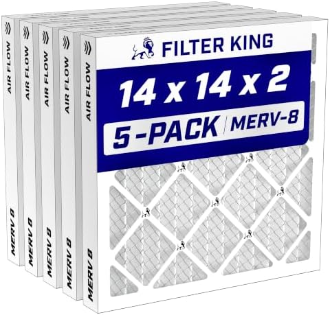 Filter King 14x14x2 Air Filter MERV 8, AC Furnace Filters (5-Pack) by FilterKing