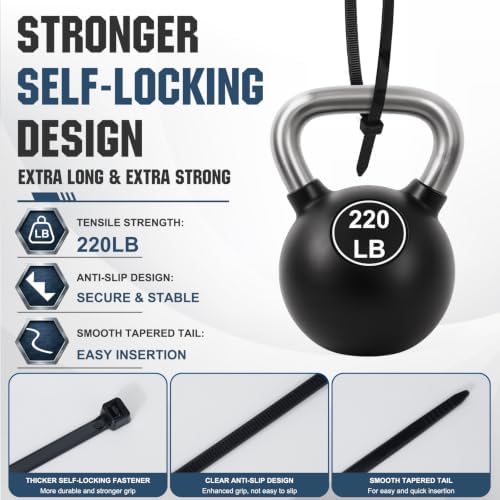 Large Zip Ties 48 inch,20 Pack Long Zip Ties Heavy Duty Big Black Cable Ties with 220 lb Tensile Strength. - Image 3