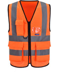 A-SAFETY Orange High Visibility Safety Vest Reflective, 3M Multi Pockets by A-SAFETY