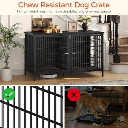 MAHANCRIS Dog Crate Furniture for 2 Dogs, 43.3" Dog Kennel with Removable Divider, Heavy Sturdy Dog Furniture Style Double Cage for Small Medium Dog, Indoor Pet House End Table, Black DCBK1201 - Image 5