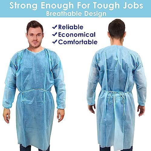Personal Touch 20 Pack Disposable Isolation Gowns - Blue Level 2 SMS 40gsm Non-Woven Material - PPE Gowns Disposable for Dental, Medical Use, Fluid-Resistant and Latex-Free Gowns, Universal Size - Image 5