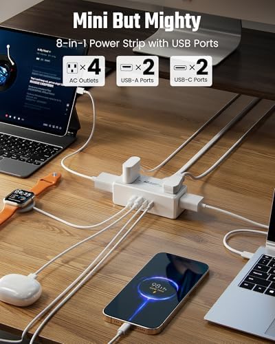 15Ft Long Extension Cord, SUPERDANNY Flat Plug Surge Protector Power Strip - Image 2
