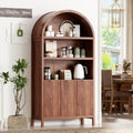 Ieejdn 71.34" Tall Arched Kitchen Pantry,Modern Fluted Wood Storage Cabinet with Doors,Adjustable Shelves,Organizer, Versatile Cupboard for Kitchen,Living Room,Dining Room,Bathroom,Walnut by Ieejdn