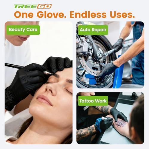 TREEGO Black Nitrile Disposable Gloves, X-Large, 6 Mil, 100 Count - Image 2