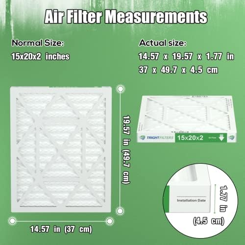 15x20x2 Air Filter TRIGHTFILTERS, Durable MERV 8 Pleated Home HVAC AC Furnace Heater Filters Replacement, Lightweight Compact Air Conditioner Filters 4 Pack - Image 3