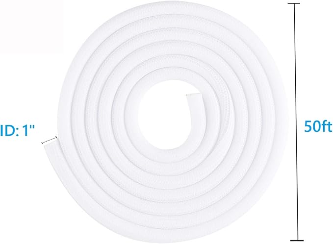 50ft 1 Inch White Cable Sleeve – Split Wire Loom Tubing Cord Protector – Flame - Image 8