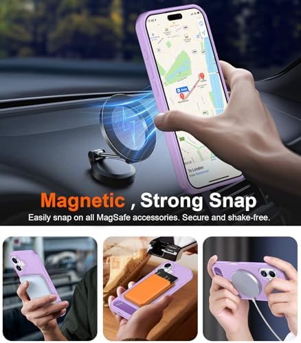 Temdan Magnetic Compatible with iPhone 16 Case, [Built-in Invisible Kickstand][Compatible with MagSafe][Military Grade Shockproof] Slim Translucent Matte Phone Case for iPhone 16 6.1" - Image 6