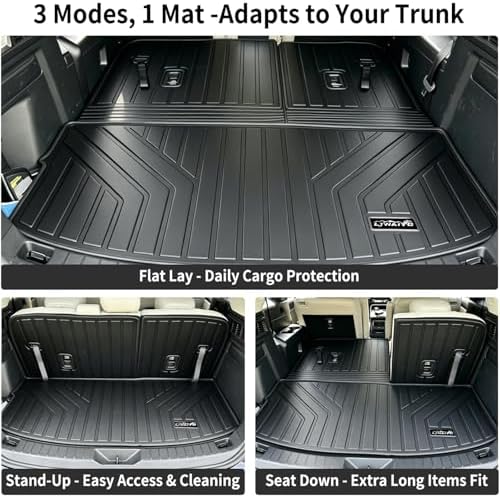 All Weather Cargo Mat with Backrest Protection for 2026 2025 2024 Mazda CX90（Only Fit 7&8 Seats） TPE Rubber Liners Odorless Anti-Slip Car Cargo Liners - Trunk Mat Covering the backrest for CX-90 - Image 2