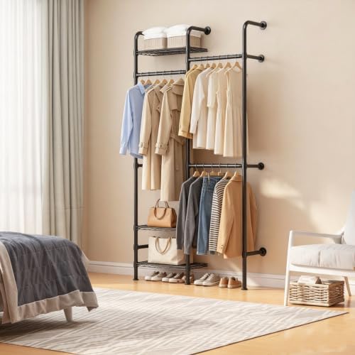 L2 Wall Mounted Corner Industrial Pipe Clothing Rack,400LBS Load - Image 7