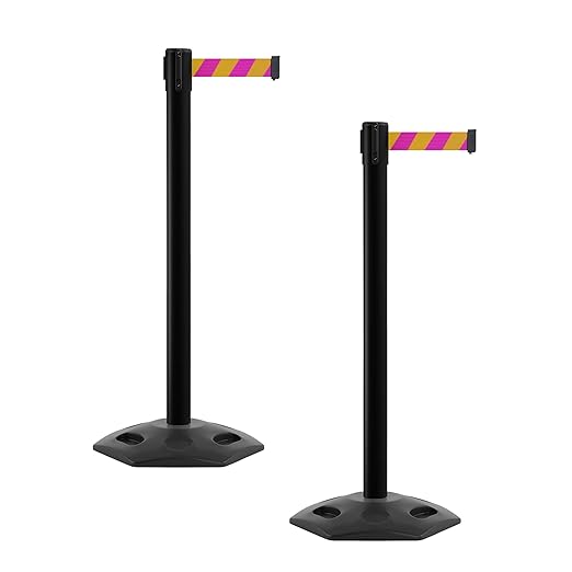 CCW Series WBB-200 Set of 2 Outdoor Safety Rubber Base Stanchion Retractable by Crowd+Control+Warehouse