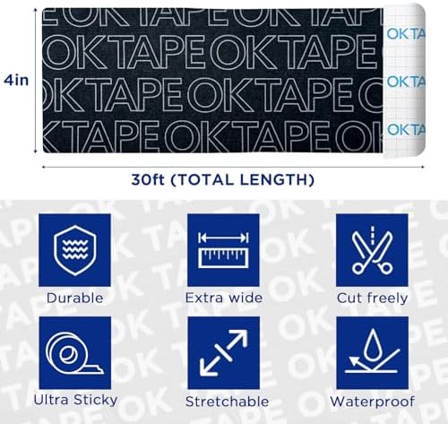 OK TAPE Turf Tape Football, 4 Inch Wide Kinesiology Tape, Super Sticky - Image 5