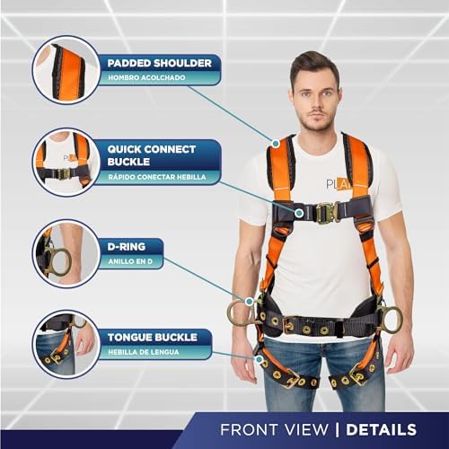 Palmer Safety Hammerhead 5pt Safety Harness Back Padded, QCB Chest, Tongue Buckel Legs Straps, Back & Side D-Rings - Image 2