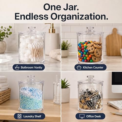 ForPro 60oz Clear Acrylic Apothecary Jar with Lid, 7.75" x 5" Canister - Image 4