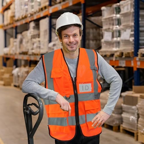 High Vis Safety Vest Reflective Strips, Multi-Pocket Design, Available in Yellow,Orange,black,Pink,blue,Red,purple - Image 4