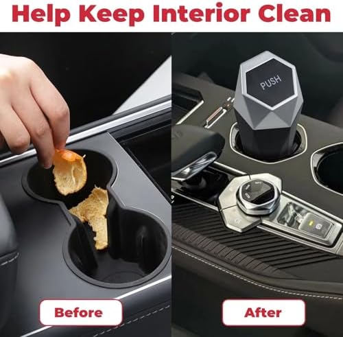 BFXM Car Trash Can Small Trash Bin with Lid Accessories for Women - Image 3