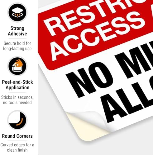 Restricted Access Area No Minors Allowed Sign, 10x7in Weather Resistant 4 Mil Vinyl Stickers by Sigo Signs - Image 6