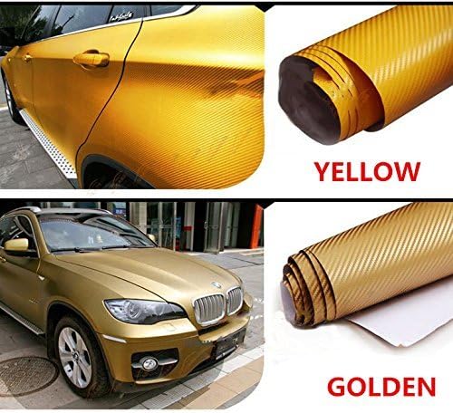 F & B LED LIGHTS Golden 3D Carbon Fiber Film Twill Weave Vinyl Sheet Roll Wrap - Image 6