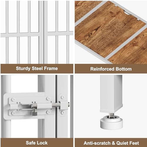 Easycom 27" Foldable Dog Crate Furniture, No Assembly, White & Beech - Image 5