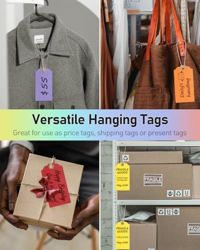 Uniclife 72 Pcs Blank Shipping Tags with Elastic String Attached Cardstock Paper Hang Tags with Reinforced Eyelet Large Marking Price Tag Inventory Label Tag, Rainbow Colors (4.7" x 2 3/8") - Image 7