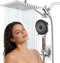 Filtered Shower Head,10 Inch Rain Shower Head with Handheld Spray Combo, Adjustable High Pressure Rainfall Shower Head, Dual Showerhead Set with Extension Arm and 60 Inch Long Shower Hose (Silver) by HeatedWaterHose