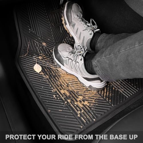 CAR PASS Universal Car Floor Mats & Cargo Liner Full Set, Waterproof Anti-Slip Rubber Trim to Fit Trunk Mats All Weather Protection Fit Car SUV Sedan Coupe Vehicle Automotive 5 Pieces, S-M Size Black - Image 3