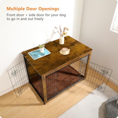 DWANTON 38.5" XL Dog Crate Furniture with Cushion, Large Dog Kennel Indoor - Image 6