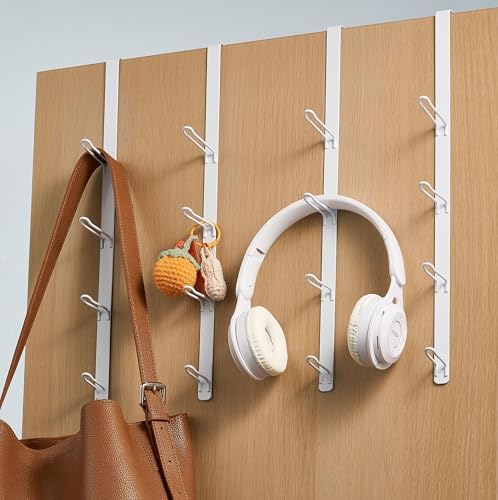 niffgaff Over Door Towel Hooks: Space-Saving Overdoor Hanger Hook for Towels, Clothes, Coats – Vertical Storage Door Hook Organizer, Heavy-Duty Towel Hanger for Bathroom & Closet, White, 4pcs by niffgaff