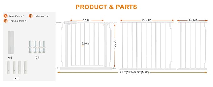 30" Tall Extra Wide Baby Gates for Doorways & Stairs - Image 2