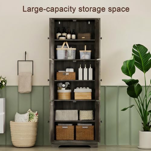 ChooChoo 63.2" Tall Bathroom Storage Cabinet with 6 Doors - Image 4