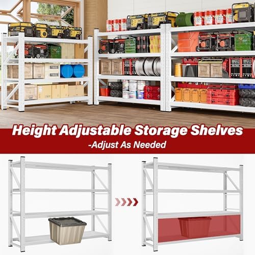 48" Wide Heavy Duty Garage Shelving Units,3000LBS 24 Deep Storage Shelves,White Metal Garage Shelves,Large Storage Rack,Steel Shelf,Industrial Shelving for Shop,Warehouse,48" W x 24" D x 70" H - Image 6