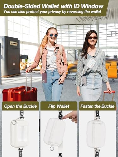 Tiostep Clip and Go Strap for Phone with Wallet Crossbody Phone Lanyard Adjustable and Detachable RFID Wristlet Wallet (Cream, Medium) - Image 3