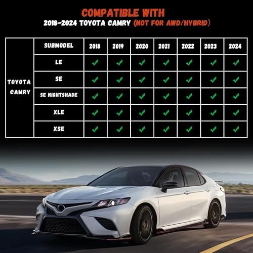 PARTZER Floor Mats for Toyota Camry 2018-2024 FWD Only (Not Fit Hybrid or AWD), Custom Fit All-Weather TPE Floor Liners, Front & 2nd Row & Cargo Liner for Camry Car Accessories - Image 2