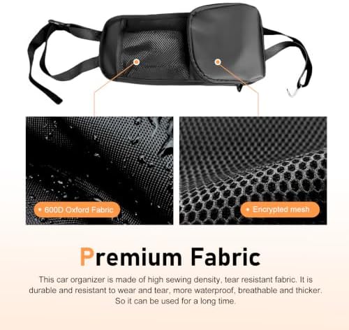 2PCS Car Seat Storage Hanging Bag, Multi-Pocket Seat Side Organizer with Mesh Pocket, Multifunctional Storage Pouch for Phone Wallet Glasses Drink, Universal Car Holder for Sedans SUVs Trucks - Image 4