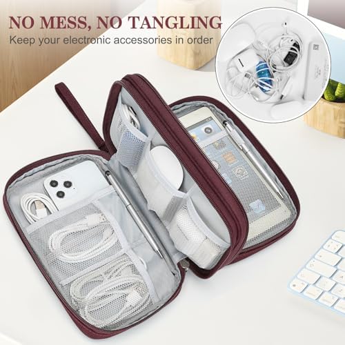 FYY Electronic Organizer, Travel Tech Pouch Bag, Large, Wine Red - Image 5