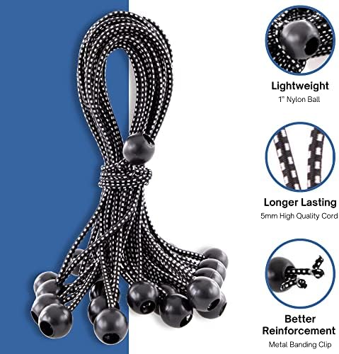 Kotap BB-11B Ball Bungee Cord, Heavy-Duty & Versatile, Indoor & Outdoor, Tarp Tie-Down, Organize & Secure, 11 Inch, Black, 25 Pack - Image 2