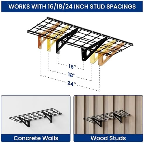 FLEXIMOUNTS 1-Pack 1x3ft Garage Shelving Wall-Mounted Storage Rack, Black - Image 6