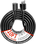 PlugSaf 16/3 10Ft Indoor Extension Cord Black, 3 Prong Electric Cord by PlugSaf