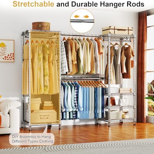 Ulif E7 Heavy Duty Closet Garment Rack, Clothes Storage Organizer System - Image 3