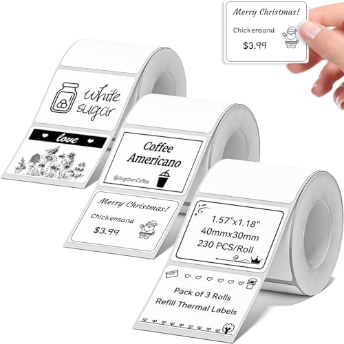 NIIMBOT Thermal Label Tape 40×30mm 230 Labels/Roll, 3 Packs White by NIIMBOT%C2%AE