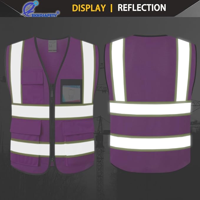 Purple Safety Vest for Men Women Reflective - Image 4