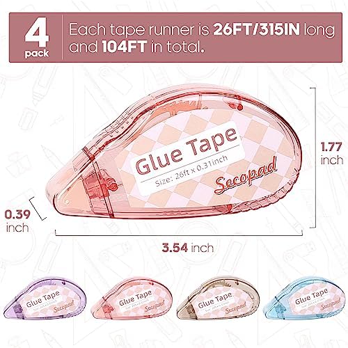 Secopad Scrapbook Tape, Glue Tape for Crafts, 4 Pack, Light-Colored Shell - Image 5