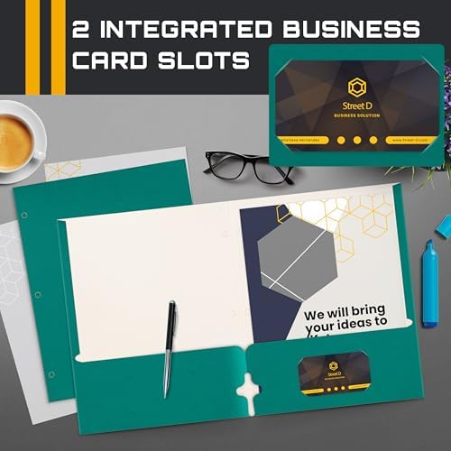 Better Office Products Two Pocket Portfolio Folders, 50-Pack, Teal, Letter Size Paper Folders, 50 Pieces, Teal - Image 4