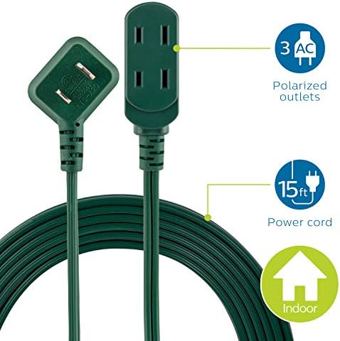 Philips Extension Cord, 15 Ft, 3-Outlet Flat Plug Extension Cord - Image 2