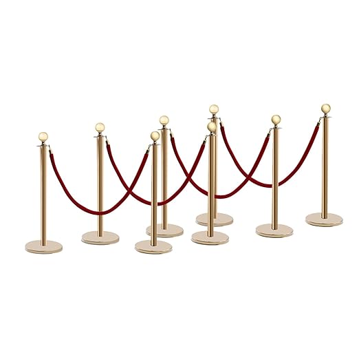 Gold Stanchions Posts, 8 Packs Stanchions Set Crowd Control Barriers by ZeStarDair