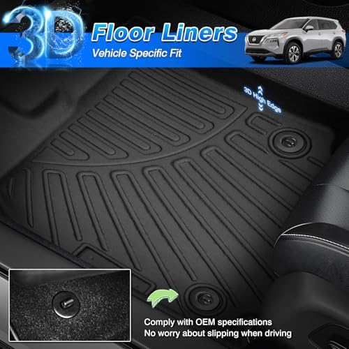 Cartist Floor Mats & Cargo Liner Custom Fit for Nissan Rogue 2021-2025 2026 (NOT for Rogue Sport) Accessories All Weather Cargo Liners Carpet Protection TPE Odorless - Image 2