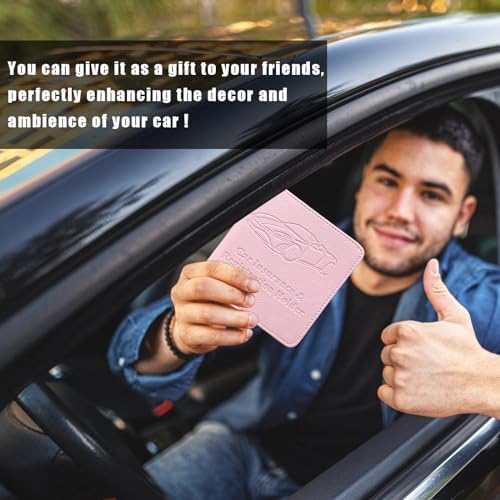 Ziciner Car Registration and Insurance Holder, Auto Card Document Glove Box Organizer with Magnetic Closure, Universal Vehicle Interior Accessories for Cars SUVs (Pink-Small) - Image 6