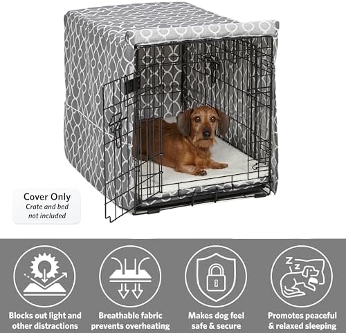 MidWest Homes for Pets Medium Dog Crate Cover With Teflon Fabric Protector, Poly-Cotton Privacy Kennel Cover Fits Most 30-inch Crates, Gray Designer Print, Washable, Reduces Barking - Image 3