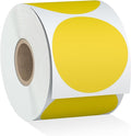 Misofuki 2" 750 Labels Yellow Circle Direct Thermal Stickers Labels Roll by Misofuki