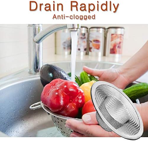 2pcs Heavy Duty Stainless Steel Slop Basket Filter Trap, 4.41" Top / 2.44" Mesh Metal Sink Strainer,Perfect for Kitchen Sink/Bathroom Bathtub Wash Basin Floor Drain Balcony Drain Hole,Utility… - Image 5