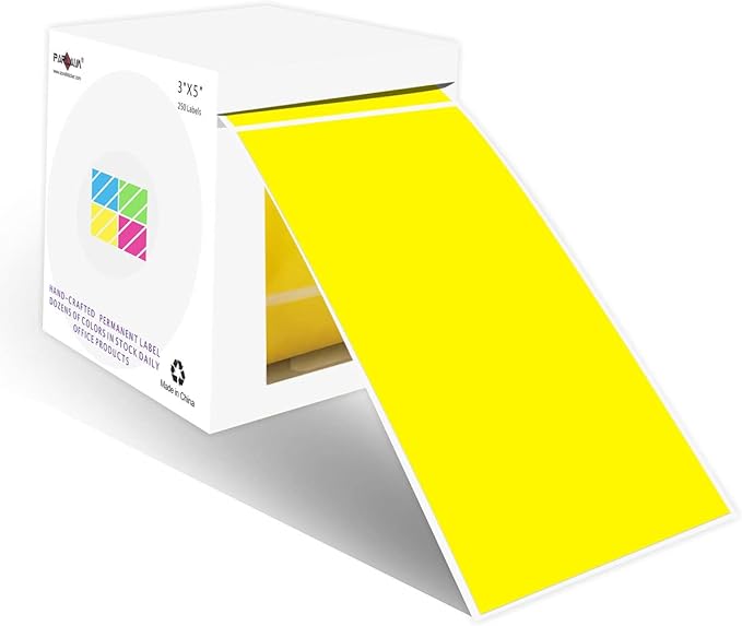 PARLAIM 3 X 5 Inch Rectangle Adhesive Color Coding Stickers, Square Yellow by PARLAIM